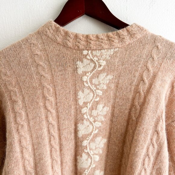 Vintage Liz Claiborne Collection Angora Wool Sweater Soft Blush Floral - Picture 3 of 9